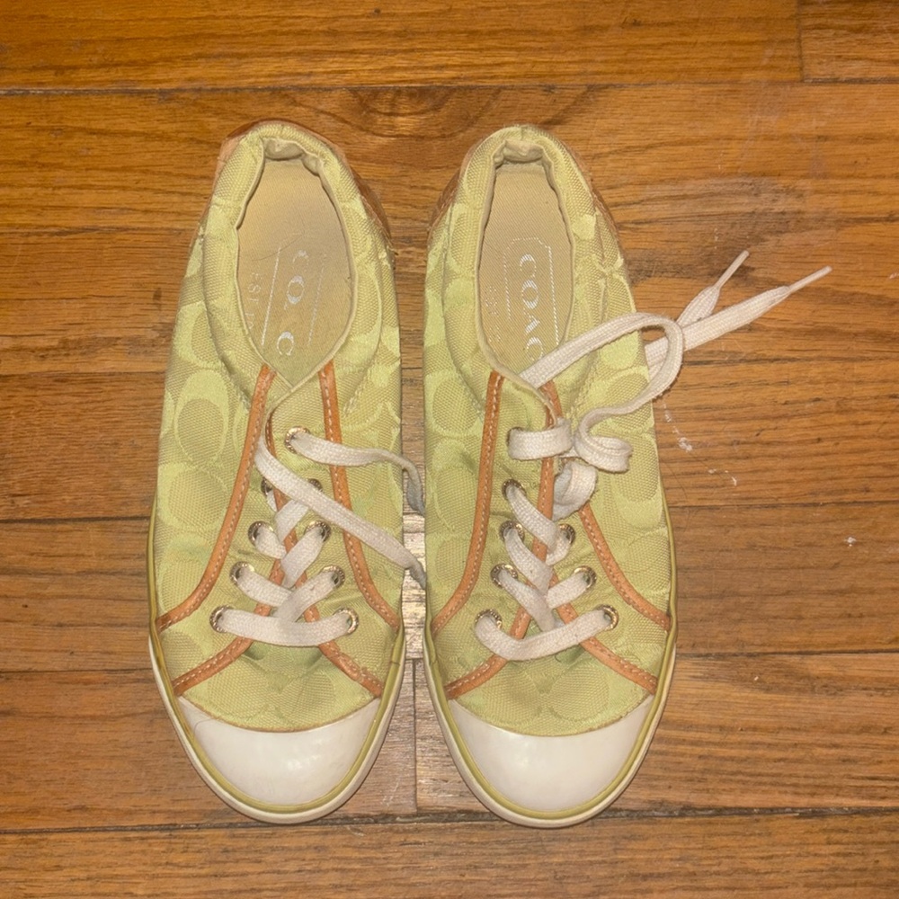 Lime green coach tennis shoes sneakers